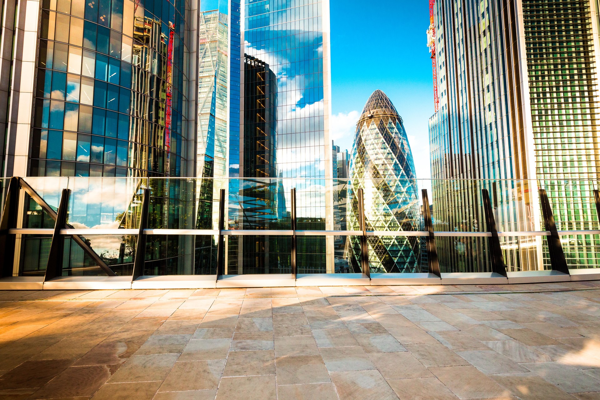 Futuristic financial buildings in London central business district